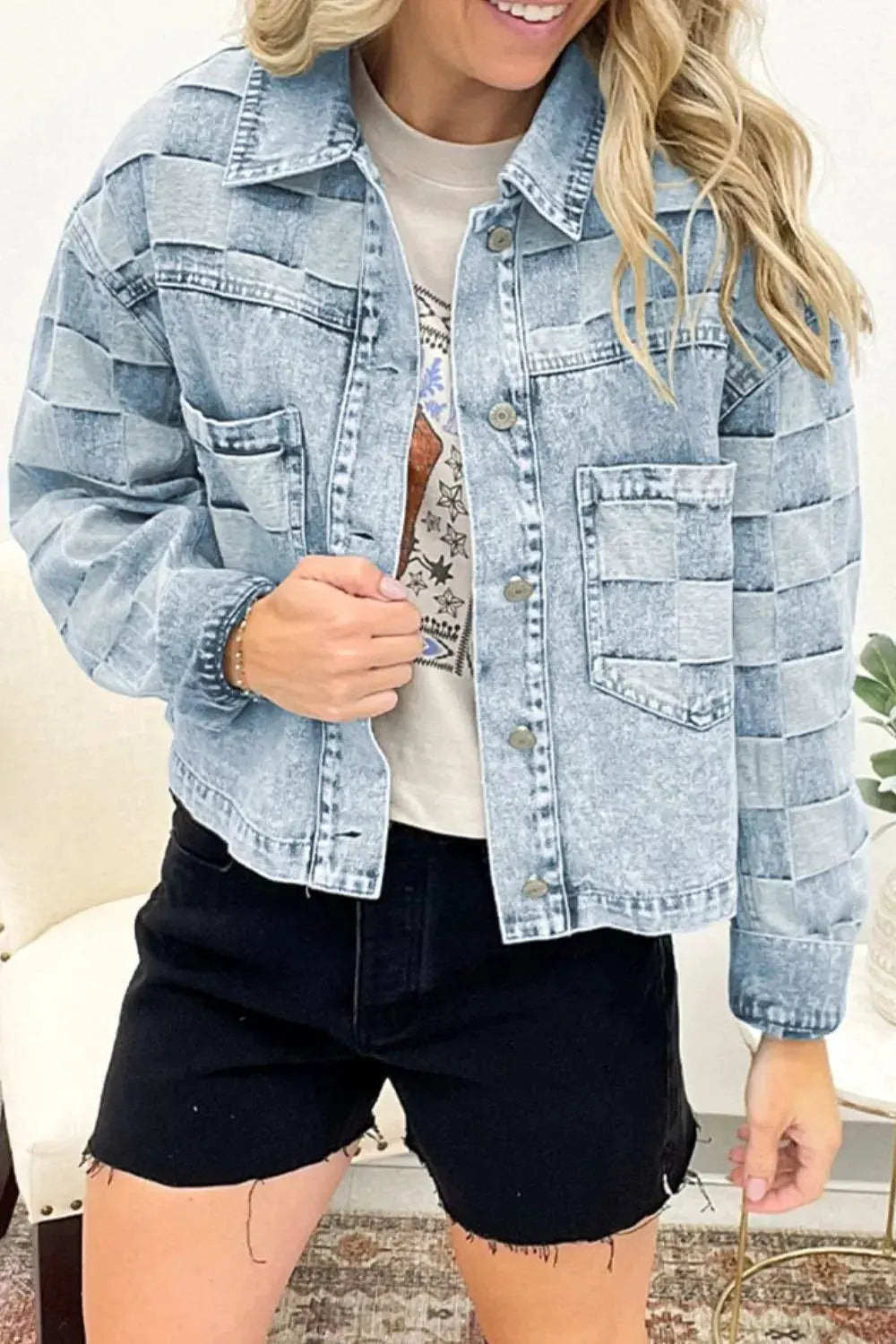 Button Up Wash Denim Jacket by Partner Label