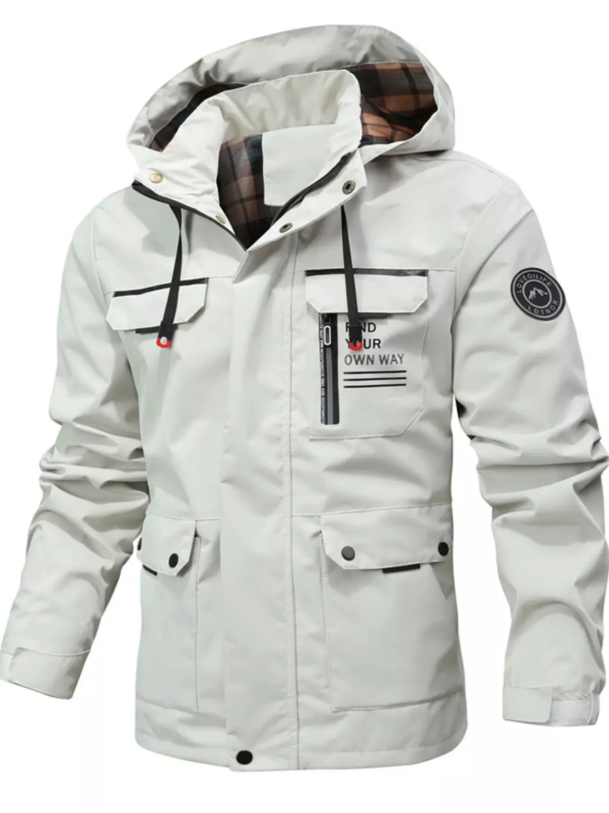 Men's Plus Size Hooded Outdoor Windproof Coat by Partner Label