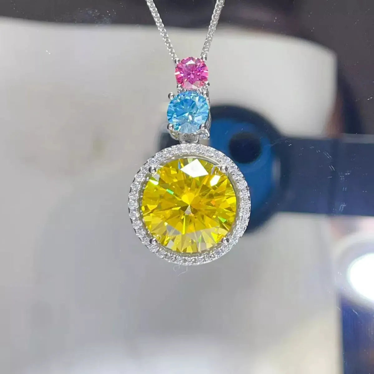 11.5 Carat Moissanite 925 Sterling Silver Necklace by Partner Labels