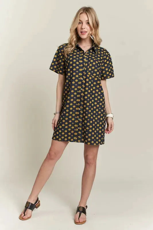 ADORA Floral Button-Up Mini Denim Dress by Partner Label