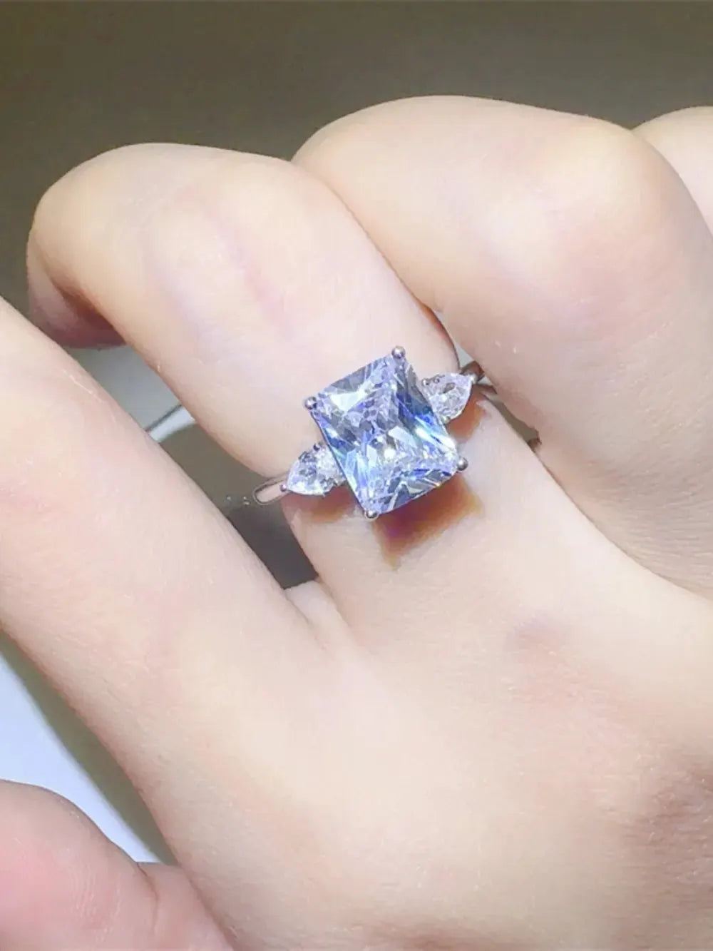 3 Carat Moissanite 925 Sterling Silver Square Shape Ring by Partner Label