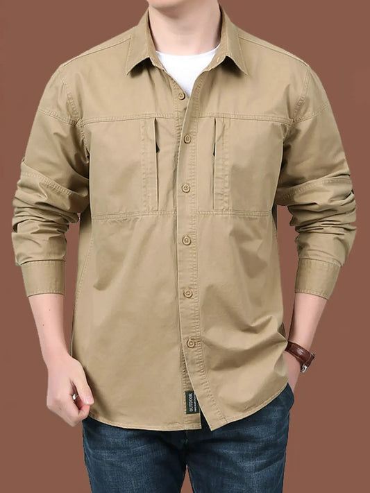 Men's Plus Size Casual Long-Sleeve Shirt by Trendsi