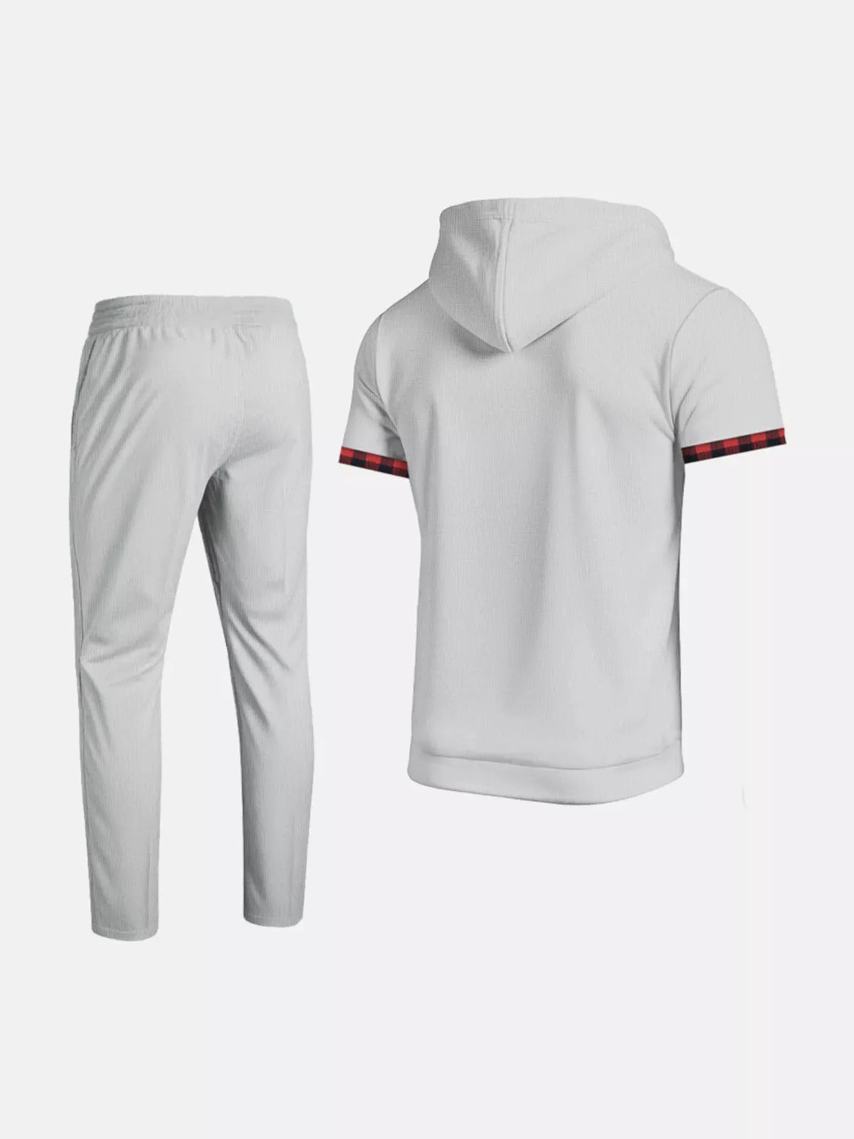 Men's Full Size Casual Short-Sleeve Hoodie and Pants Set Plus Size by Trendsi