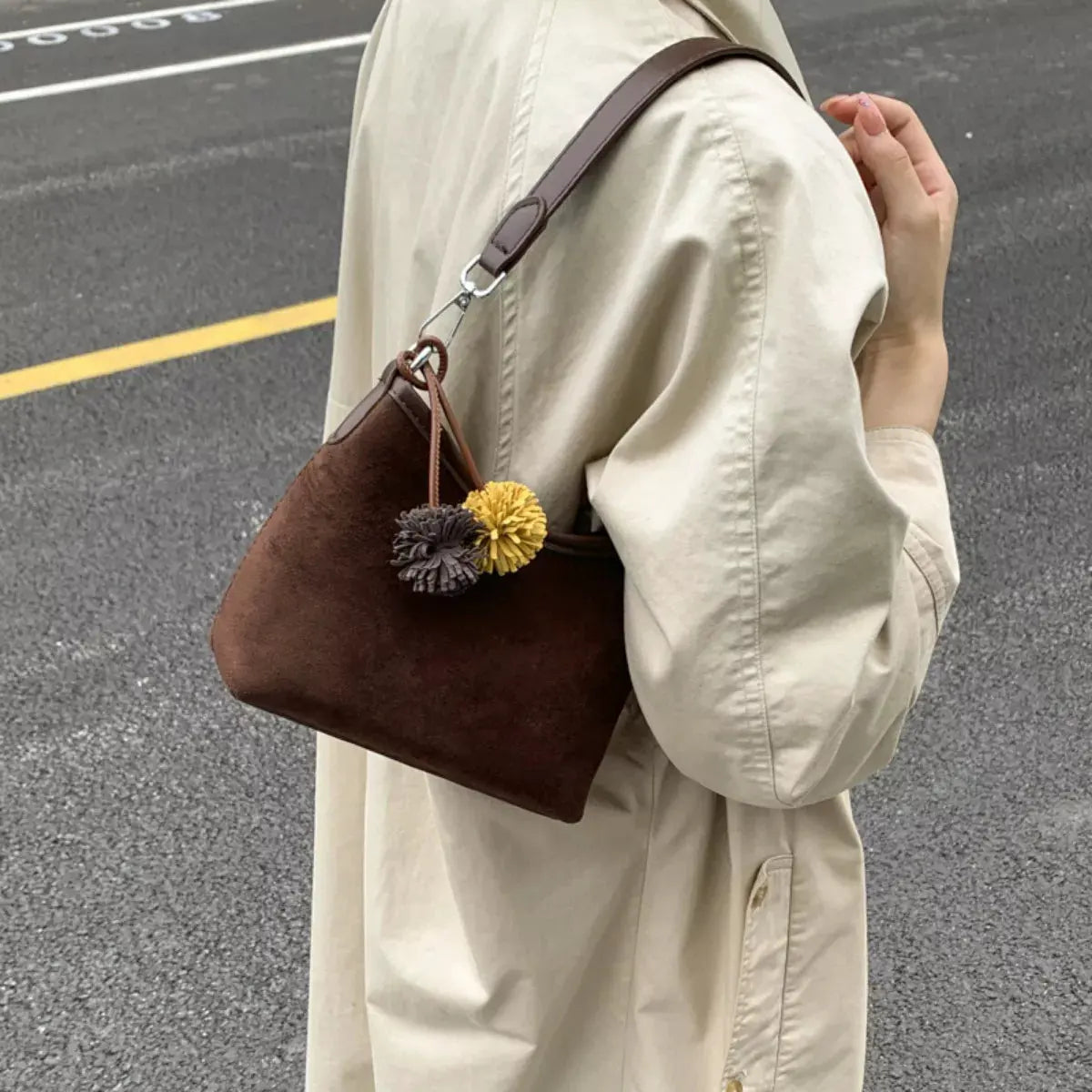 Suede Crossbody Bag with Adjustable Shoulder Strap by Partner Label
