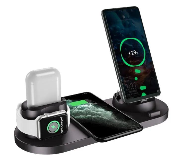 Wireless Charger For IPhone Fast Charger For Phone Fast Charging Pad For Phone Watch 6 In 1 Charging Dock Station by Maiden-Art