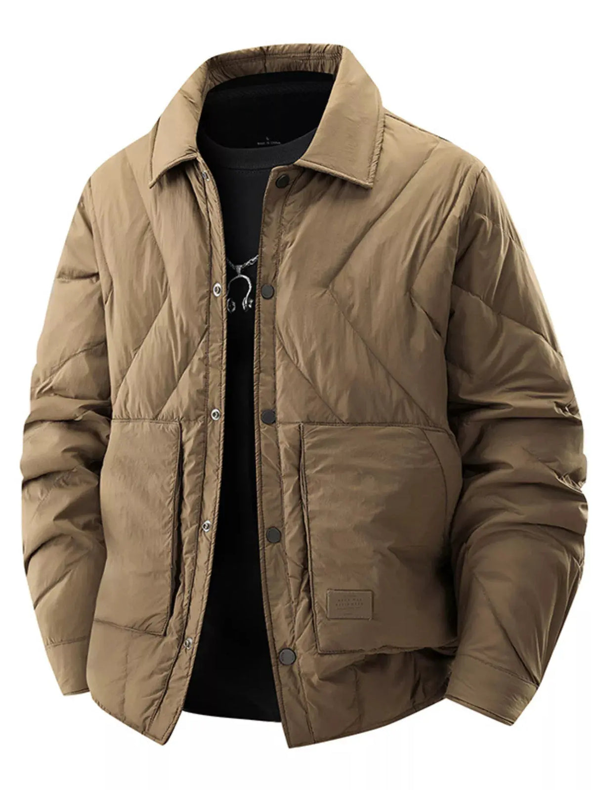 Men’s Plus Size Quilted Padded Snap Down Jacket | Partner Labels Selection by Partner Label