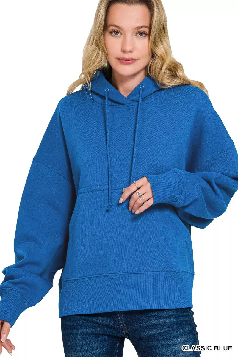 Zenana Oversized Fleece Kangaroo Pocket Hoodie by Zenana