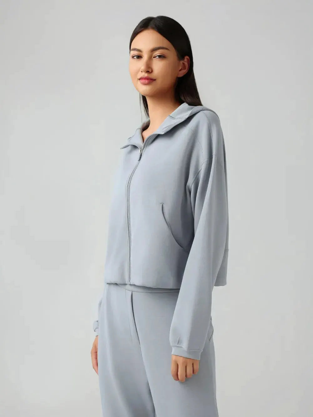 Millennia Zip Up Dropped Shouder Active Hooded by Millennia