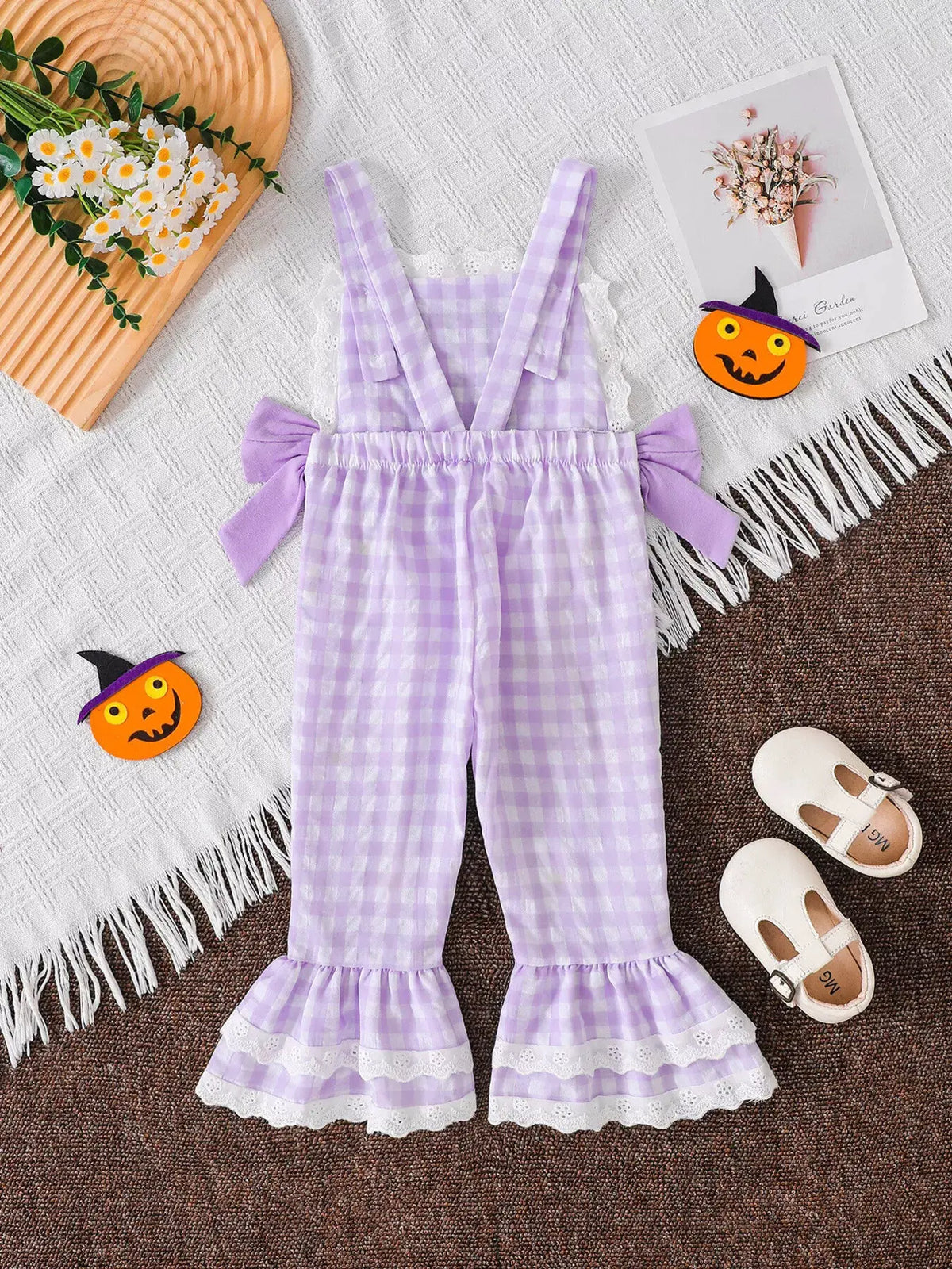 Children's Little Pumpkin Gingham Ruffle Hem Jumpsuit by Partner Label