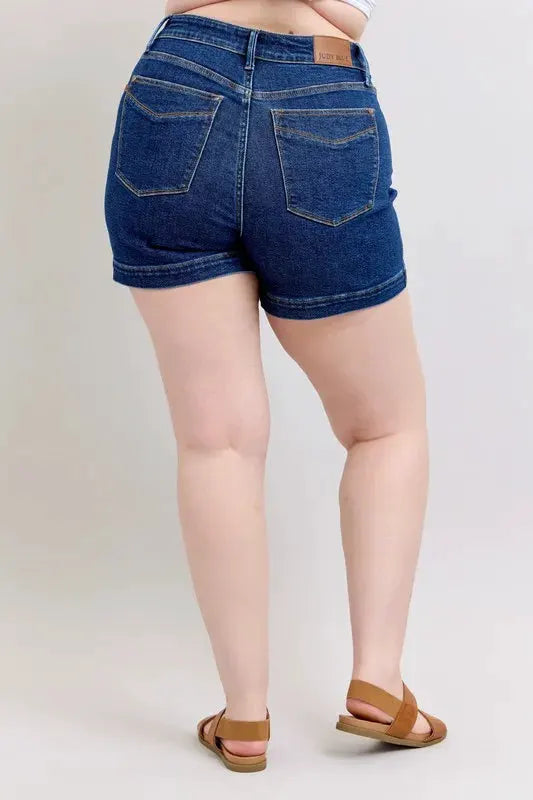 Judy Blue Full Size High Waist Tummy Control Denim Shorts Plus Size by Judy Blue