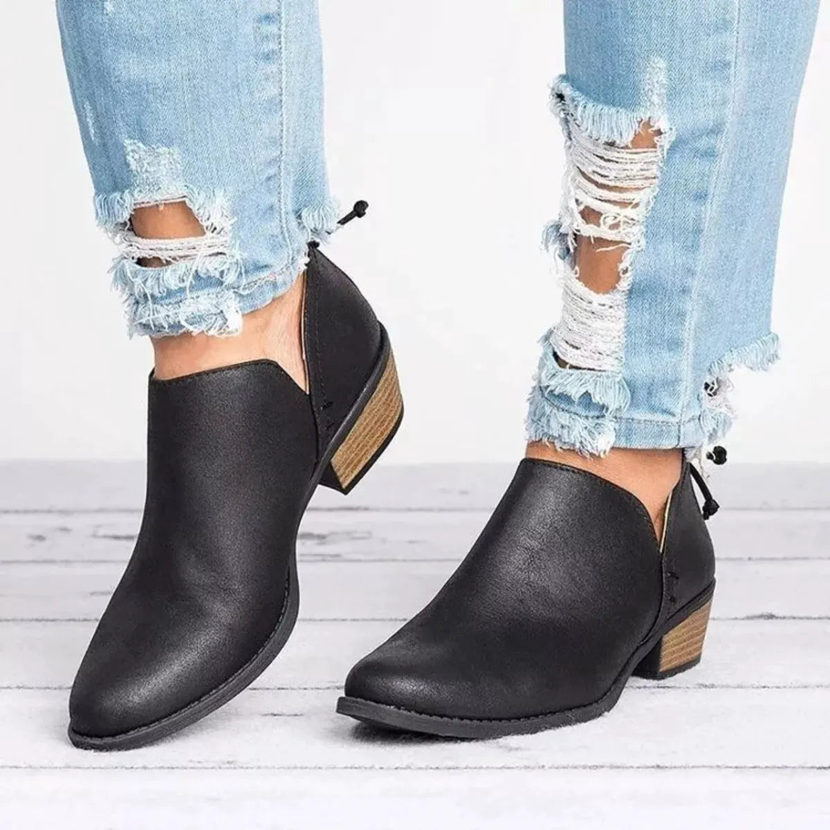 Point Toe Block Heels Boots by Partner Label