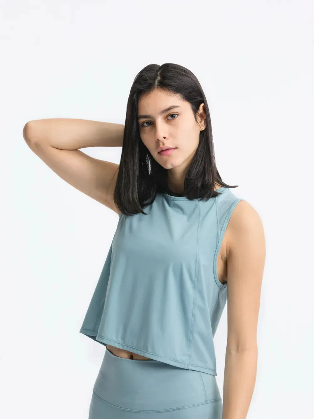 Millennia Round Neck Cropped Active Tank by Millennia