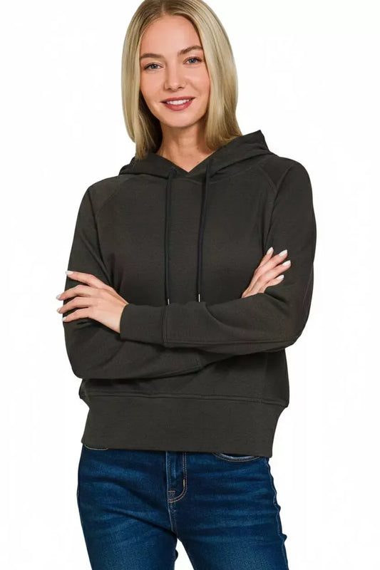 Zenana Drawstring Scuba Hoodie by Zenana