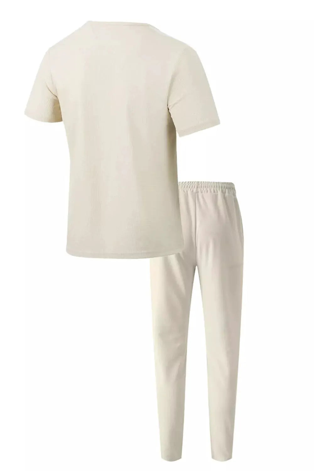 Men's Full Size Lace-Up Front Top and Pants Casual Set Plus Size by Trendsi