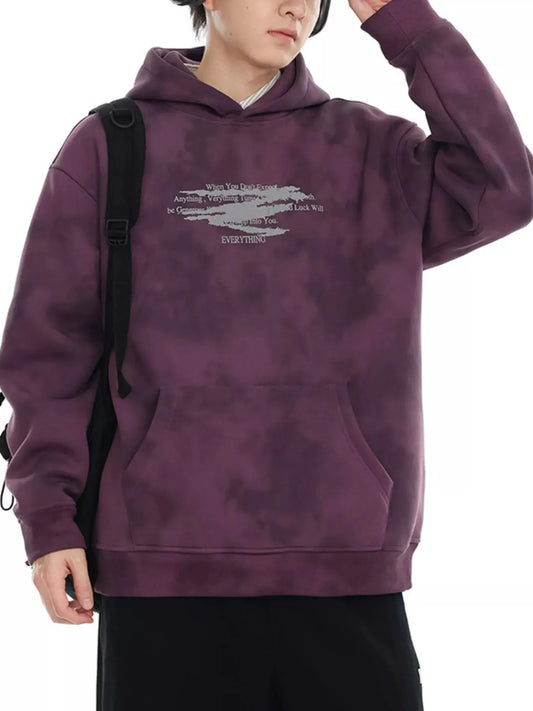 Men's Plus Size Tie-Dye Long Sleeve Hoodie by Trendsi