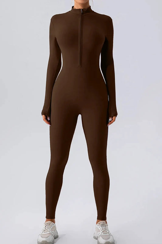Half Zip Mock Neck Active Jumpsuit by Partner Label