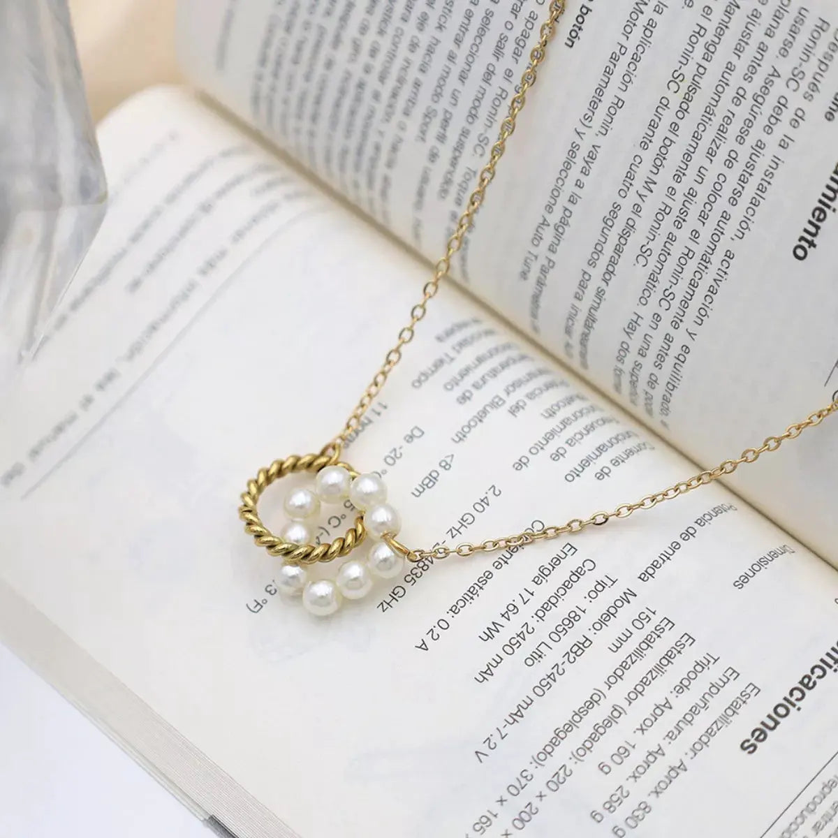 18K Gold-Plated Pearl Twisted Pendant Necklace by Partner Label