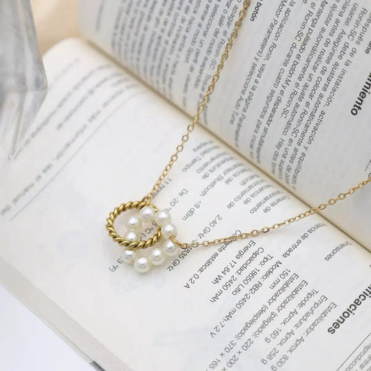 18K Gold-Plated Pearl Twisted Pendant Necklace by Partner Label