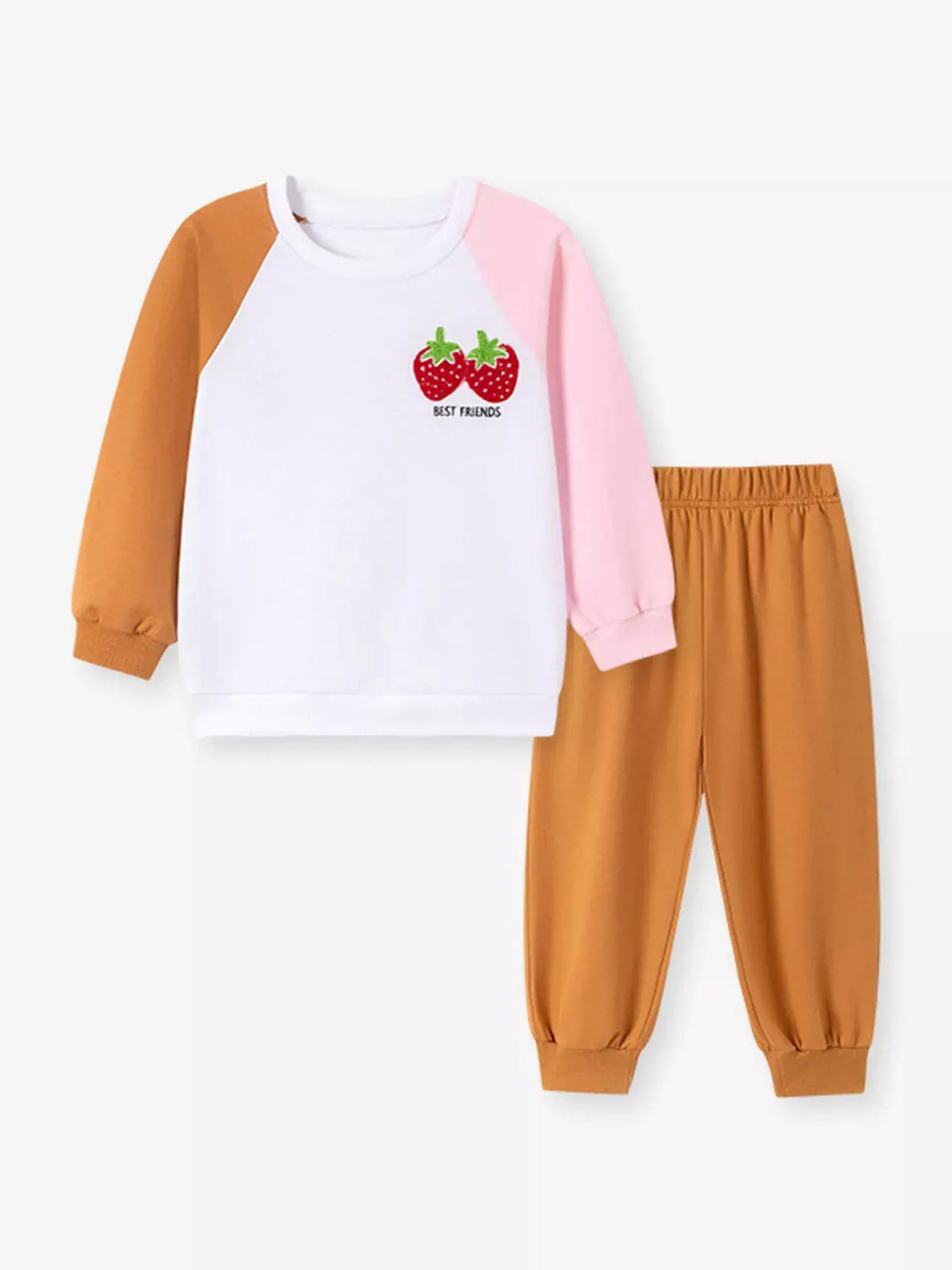 Children's Strawberry Raglan Sleeve Sweatshirt and Pants Set by Trendsi