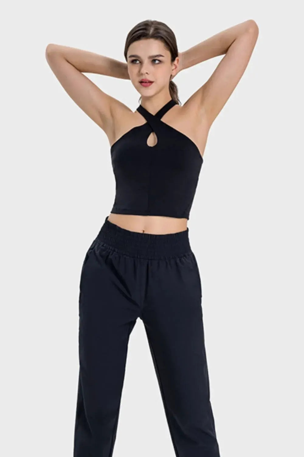 Millennia Crisscross Grecian Neck Active Cami by Millennia