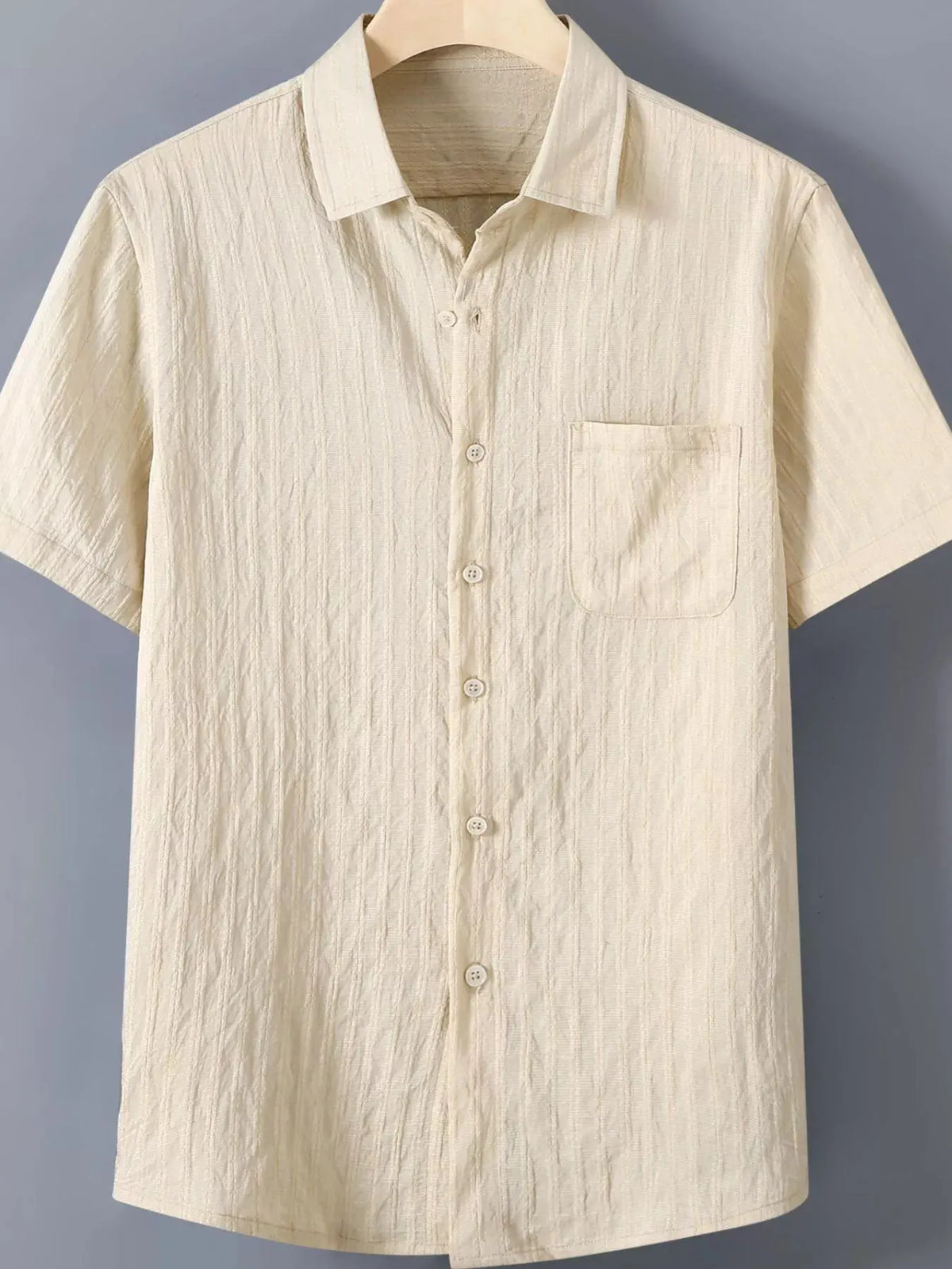 Men's Plus Size Textured Button Up Short-Sleeve Shirt by Trendsi
