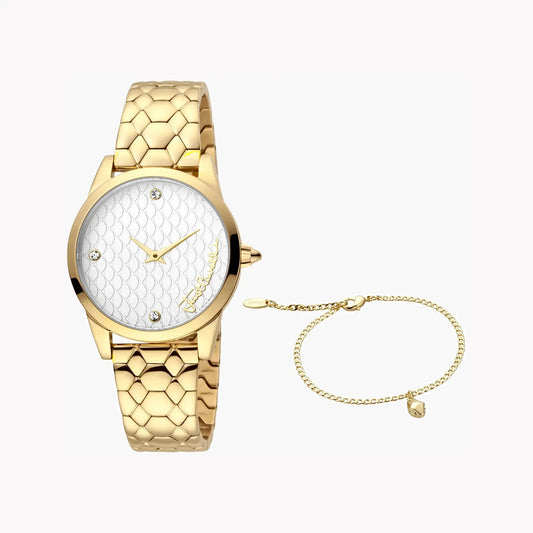 Just Cavalli Women's Gold Stainless Steel Watch, Silver Dial | Jc1l087m0055 by JUST CAVALLI