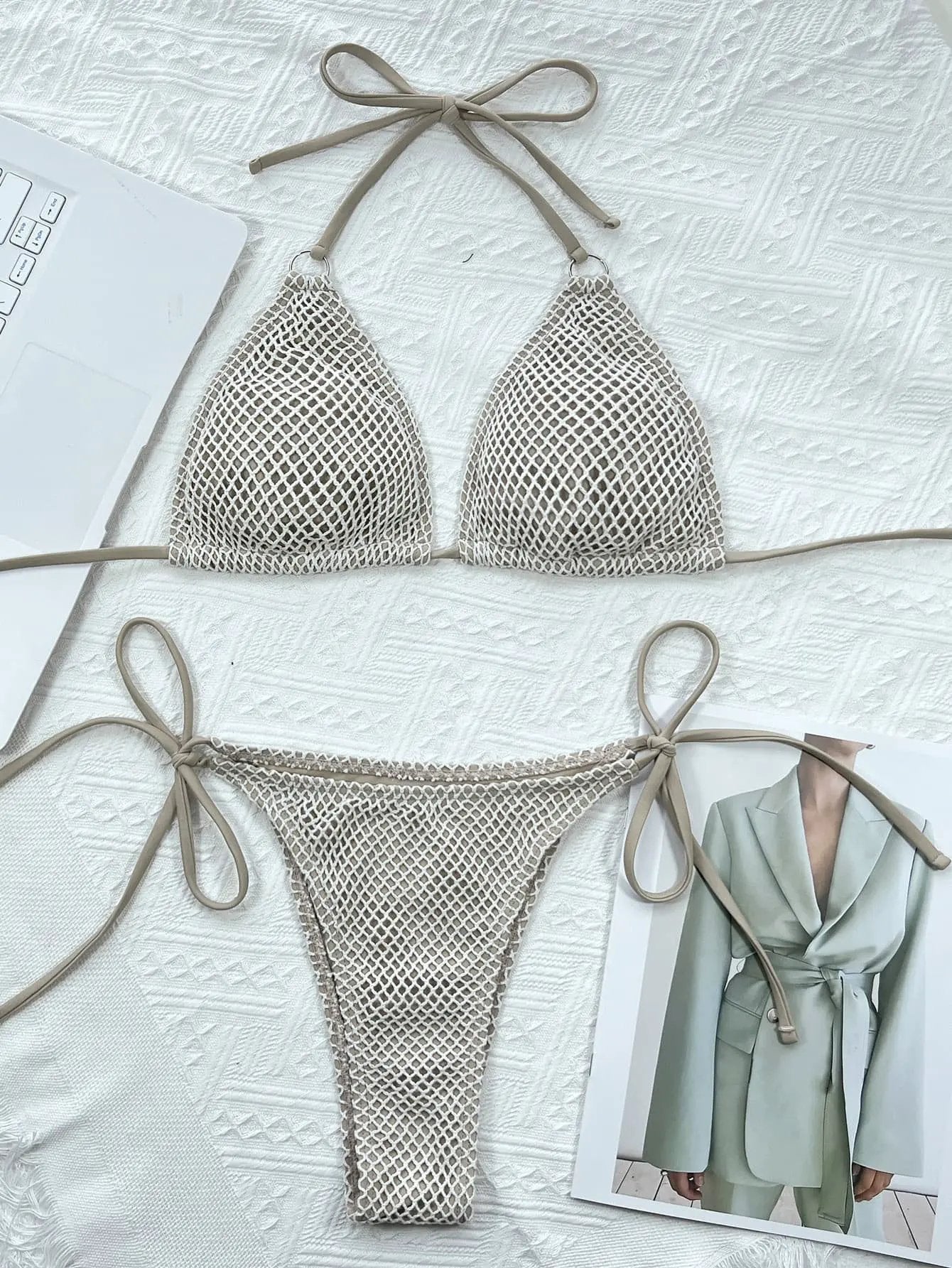 Halter Neck Tie Back Bikini Set by Partner Label