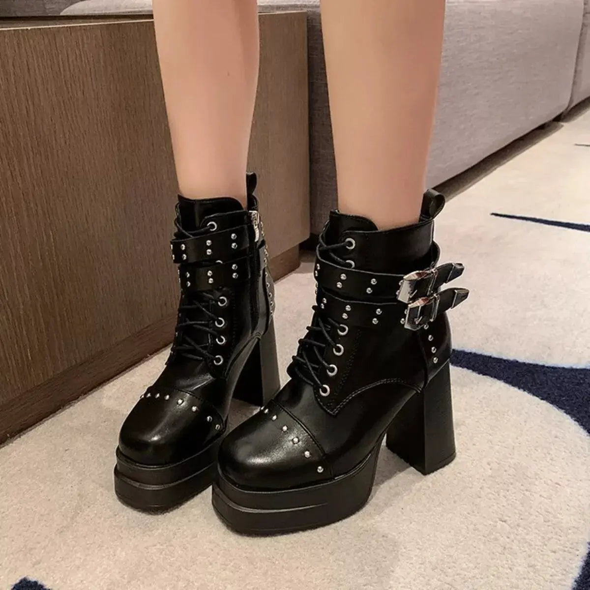 Round Toe Block Heels Boots by Partner Label