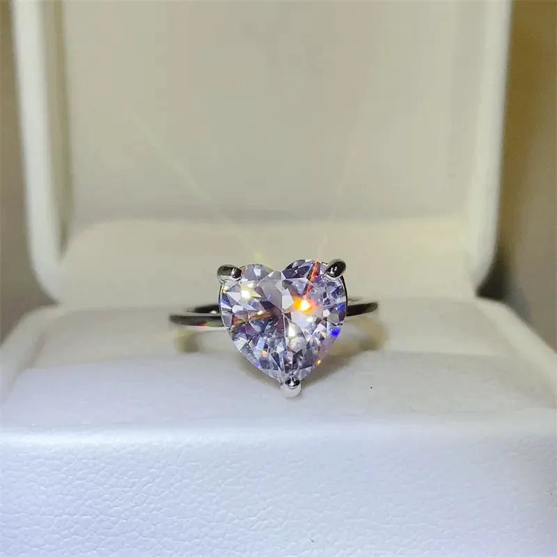 5 Carat 925 Sterling Silver Moissanite Heart Shape Ring by Partner Label