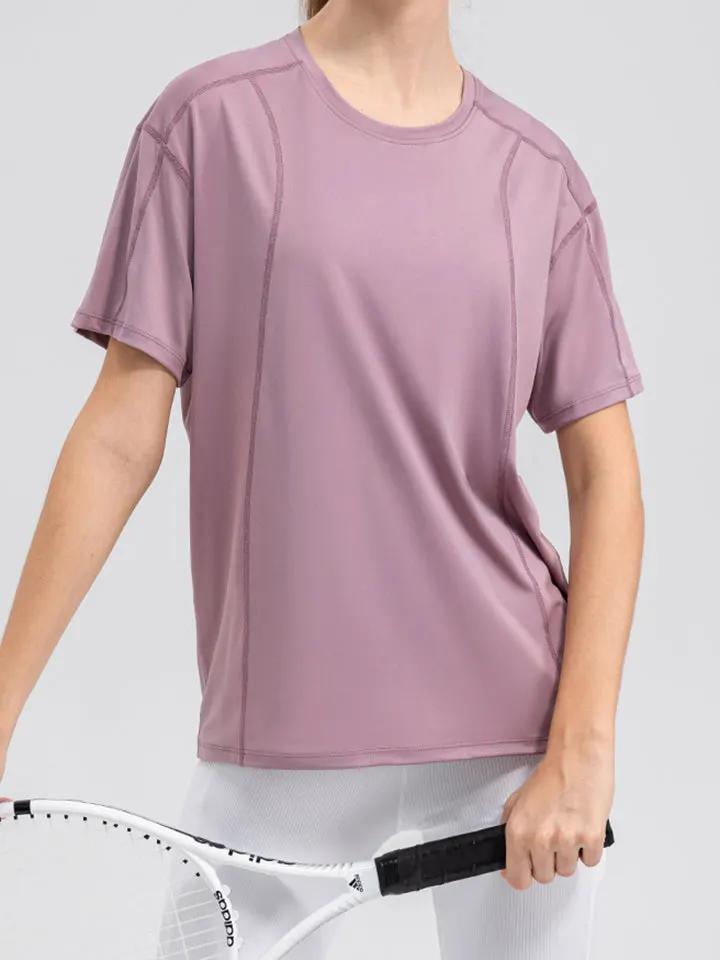 Round Neck Short Sleeve Active Top by Partner Label