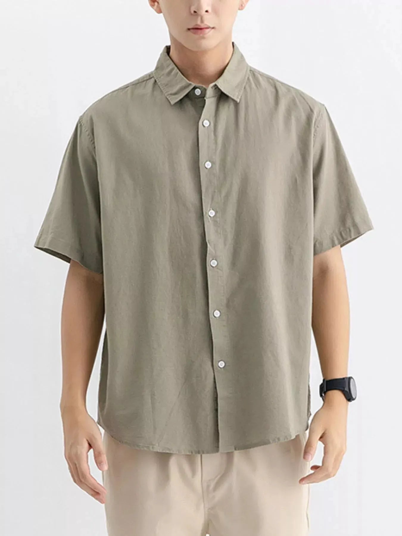 Men's Plus Size Casual Button Up Shirt by Trendsi