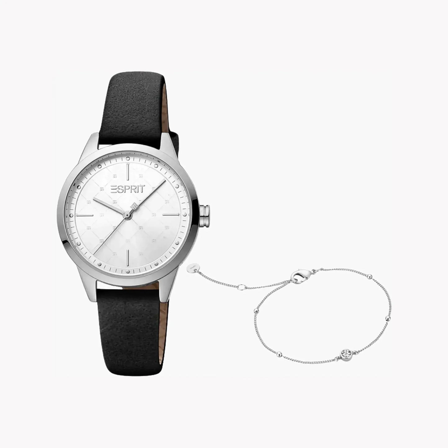 Esprit Women's Black Faux Leather Watch, Silver Dial | Es1l197m0015 by ESPRIT