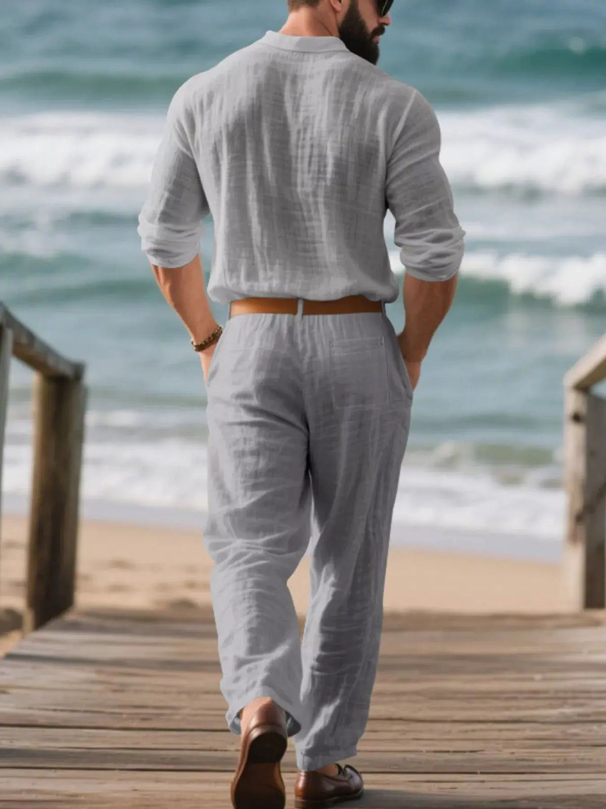 Men's Full Size Long Sleeve Top and Pants Set Plus Size by Trendsi