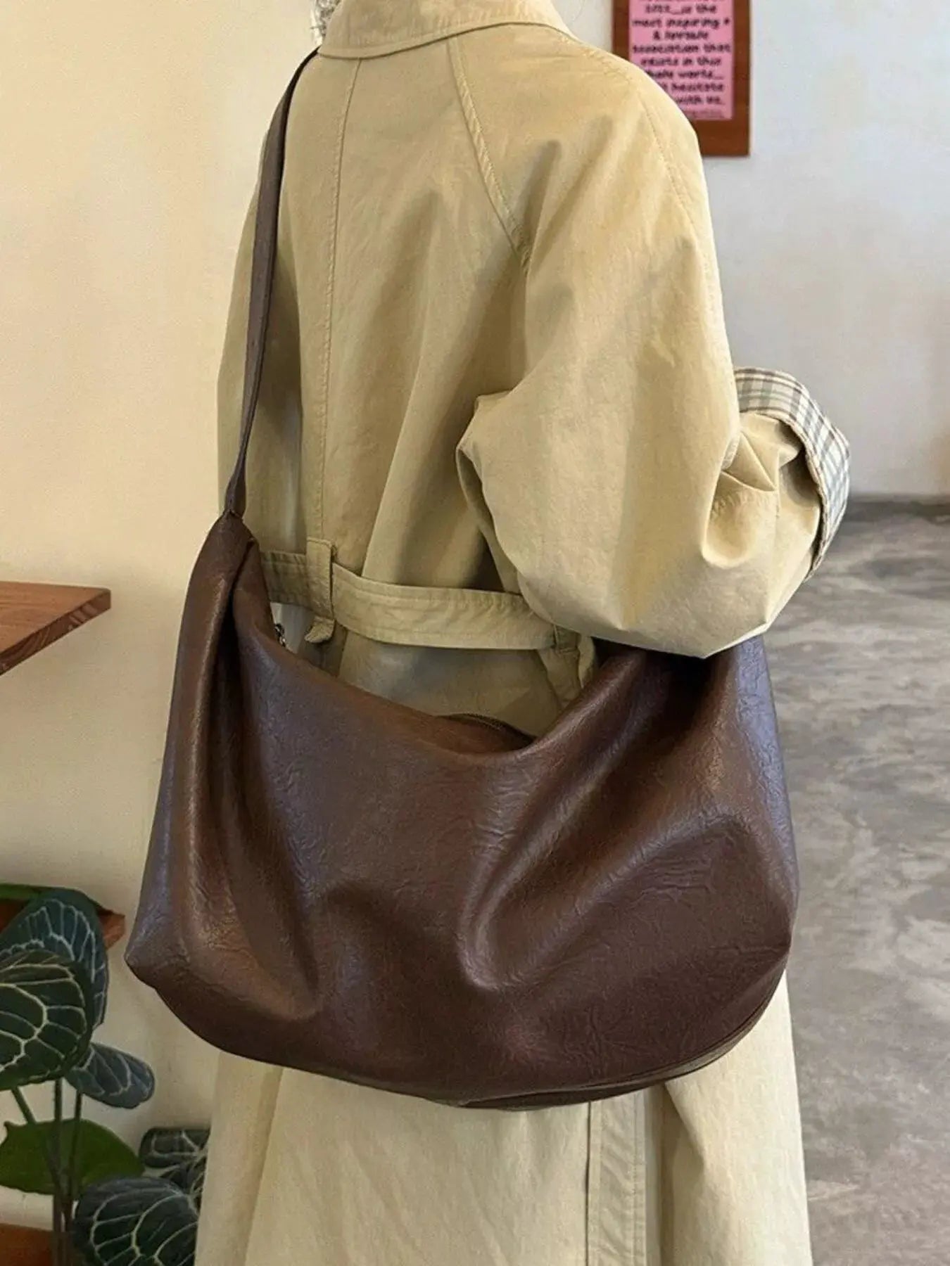 Large Capacity Faux Leather Tote Bag by Partner Label