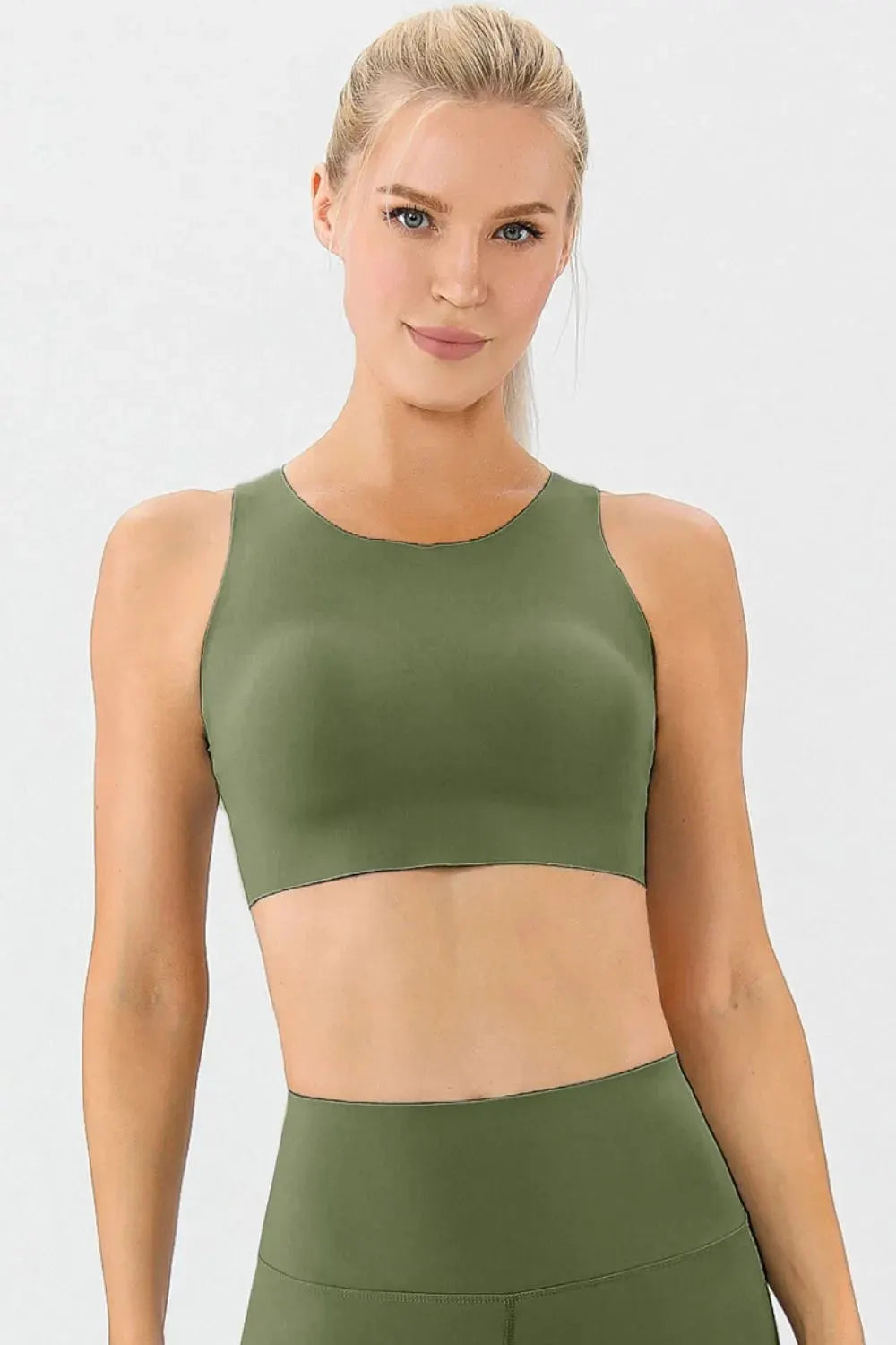 Round Neck Wide Strap Active Bra by Partner Label