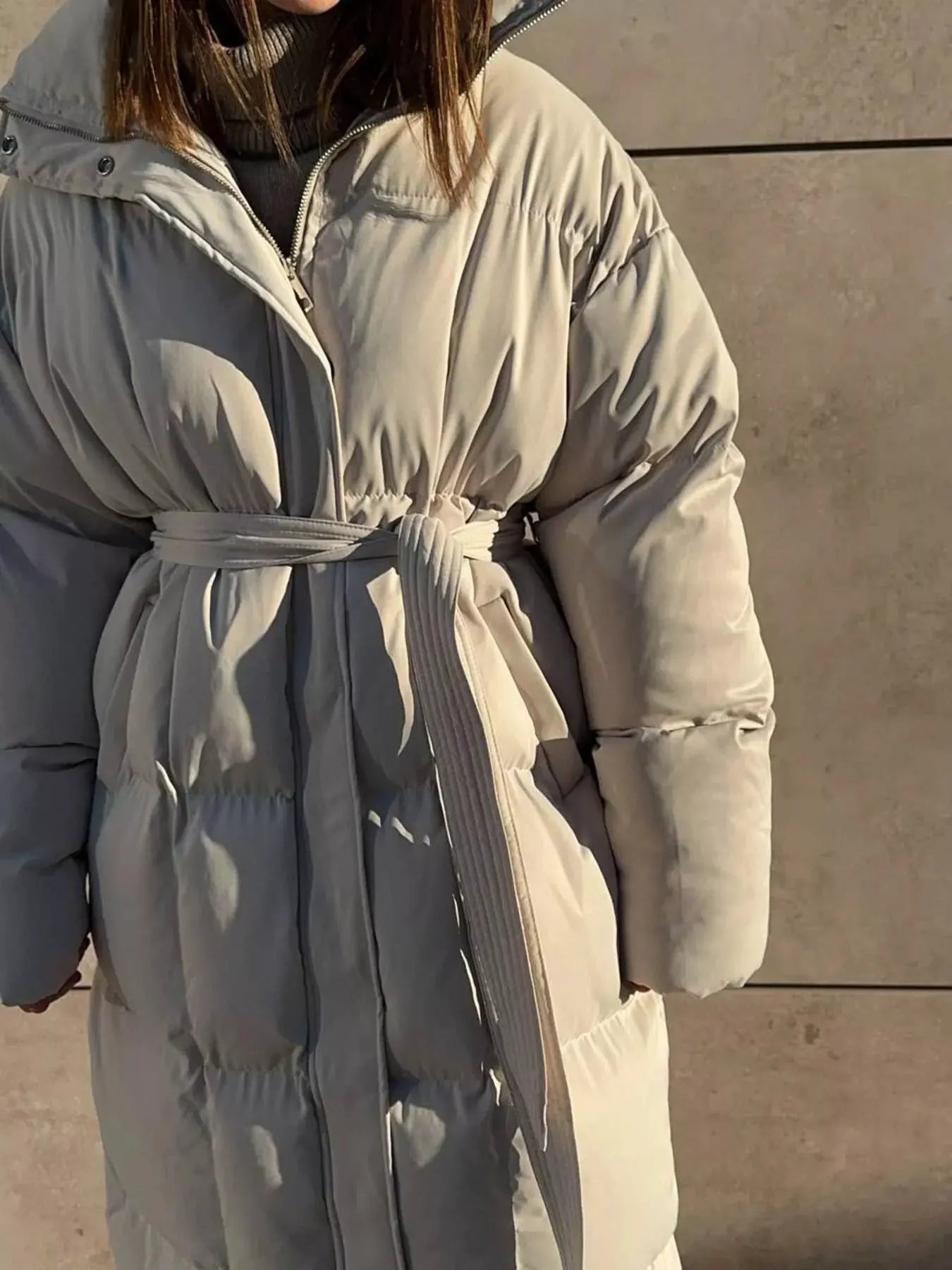 Longline Padded Winter Coat with Belted Waist | Partner Labels Selection by Partner Label