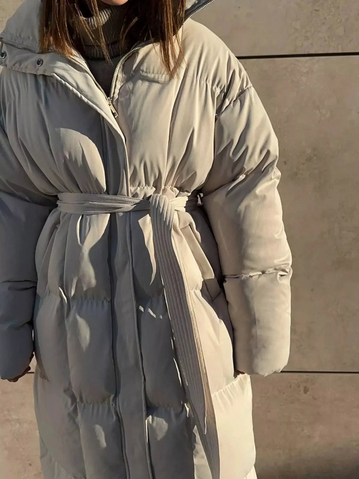 Longline Padded Winter Coat with Belted Waist | Partner Labels Selection by Partner Label