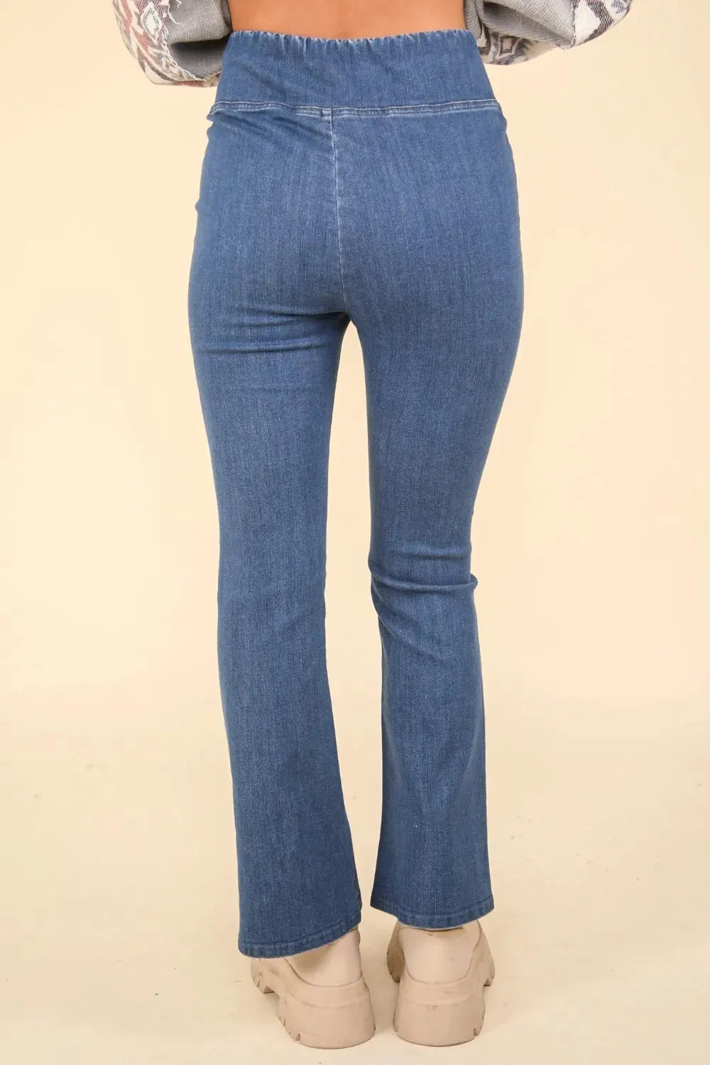 VERY J Washed Denim Stretchy Crossover Waist Leggings by Very J
