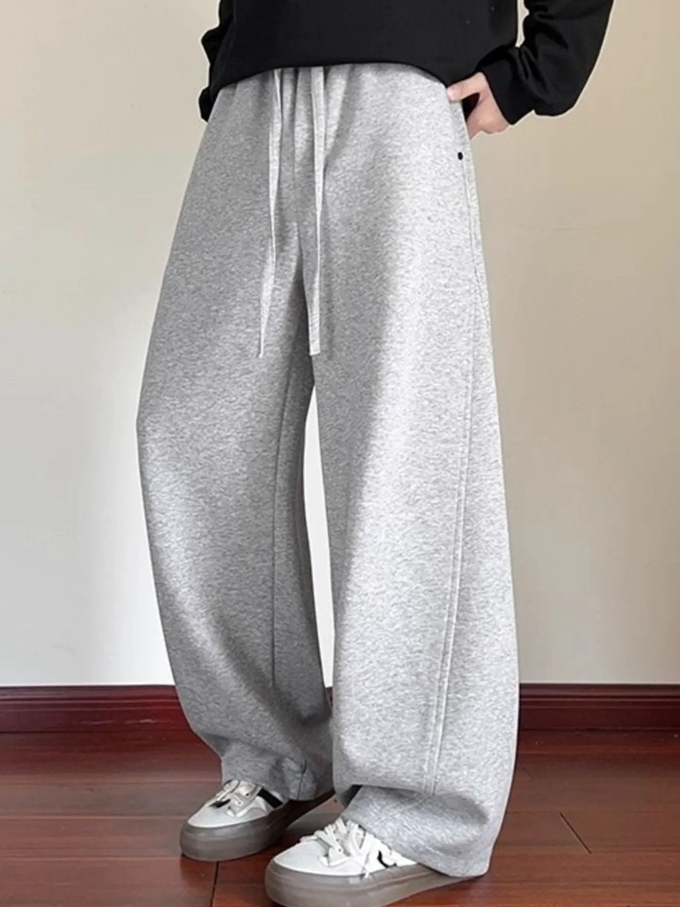 Men's Plus Size Drawstring Wide Leg Pants by Partner Label