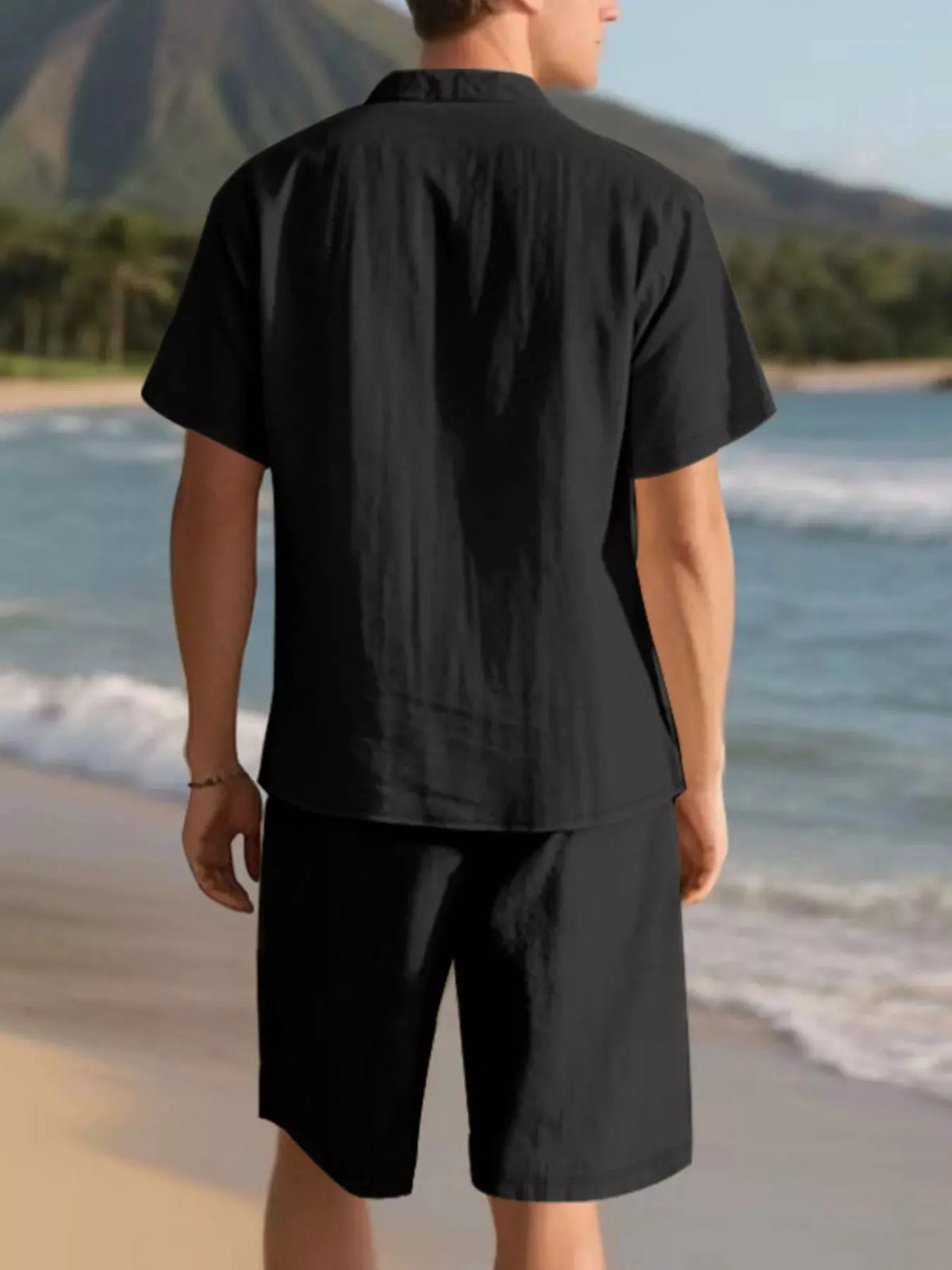 Men's Full Size Casual Button Up Shirt and Shorts Set Plus Size by Trendsi