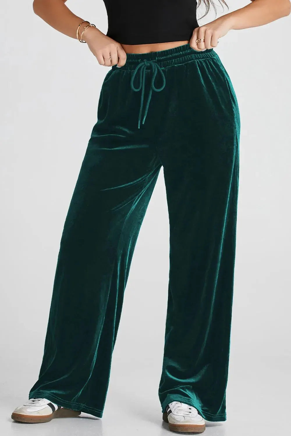 Drawstring Waist Wide Leg Active Pants by Partner Label