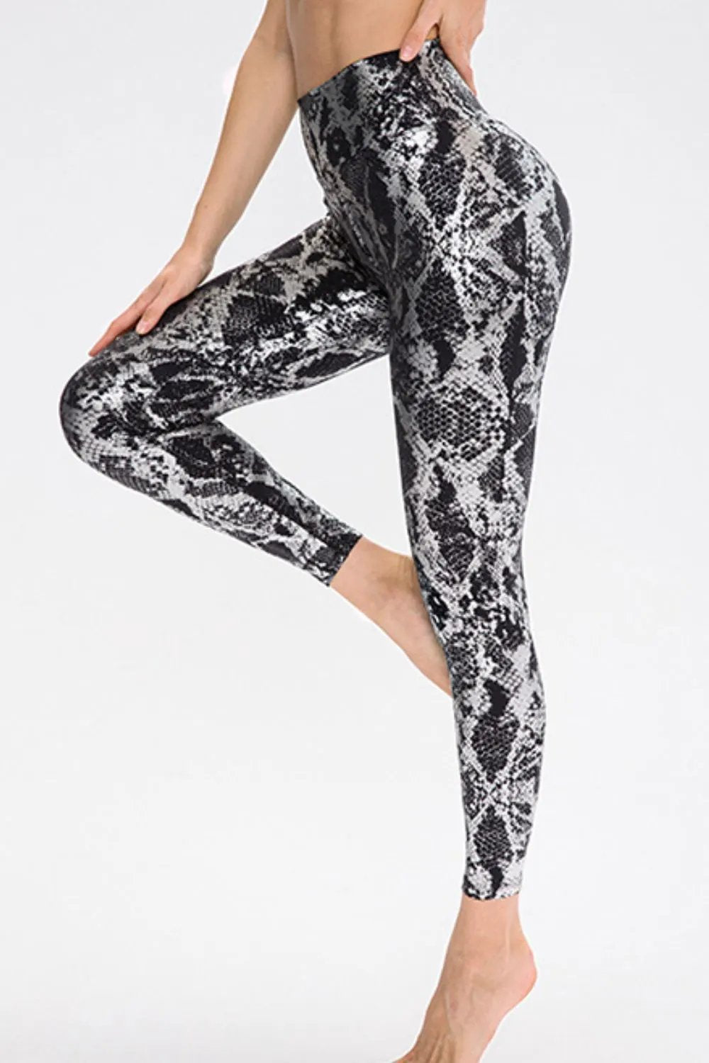 Animal Print Slim Fit Wide Waistband Long Sports Pants by Partner Label