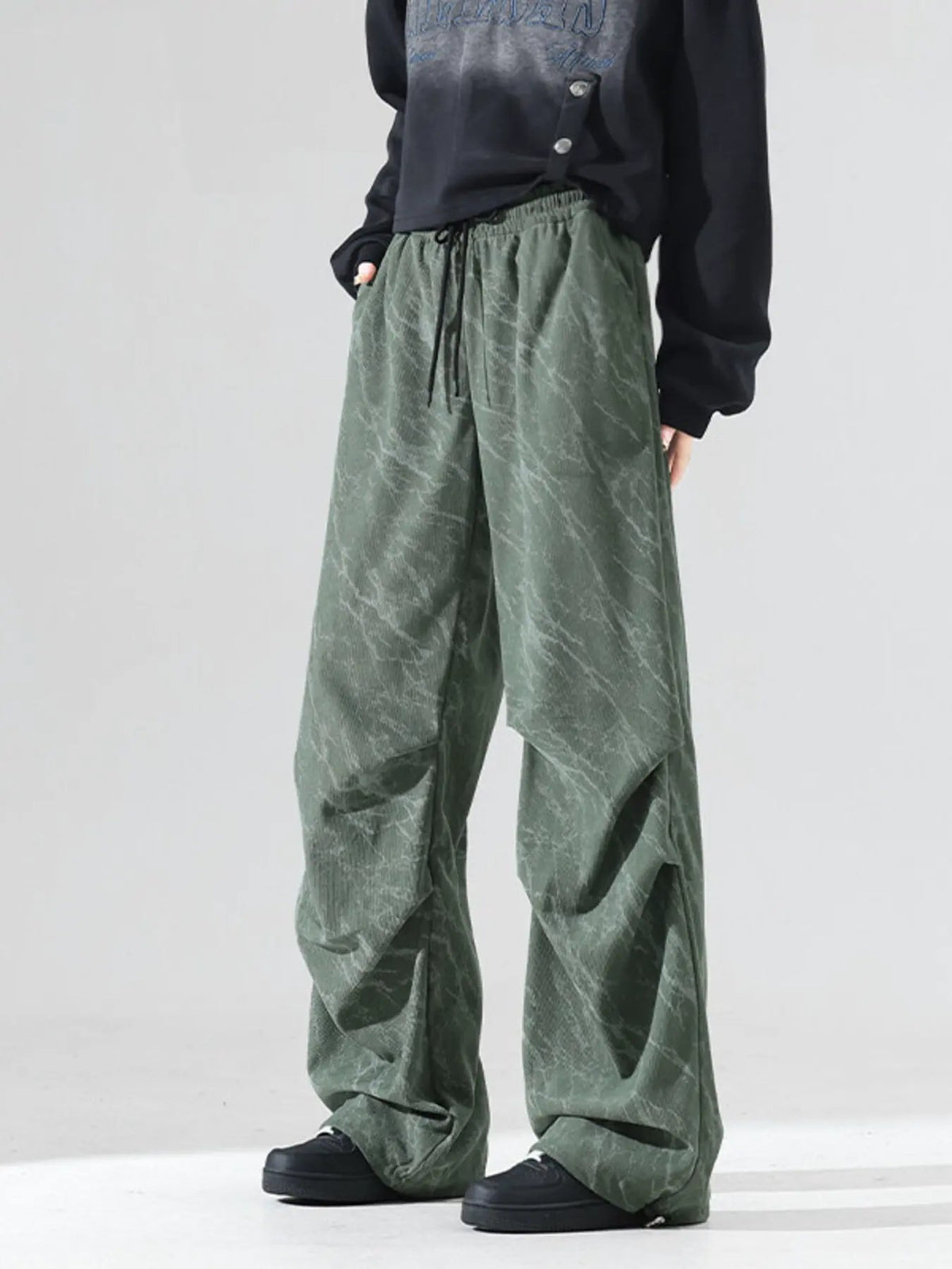 Men's Plus Size Vintage Wash Wide Leg Pants by Partner Label