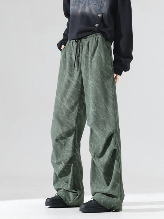 Men's Plus Size Vintage Wash Wide Leg Pants by Partner Label