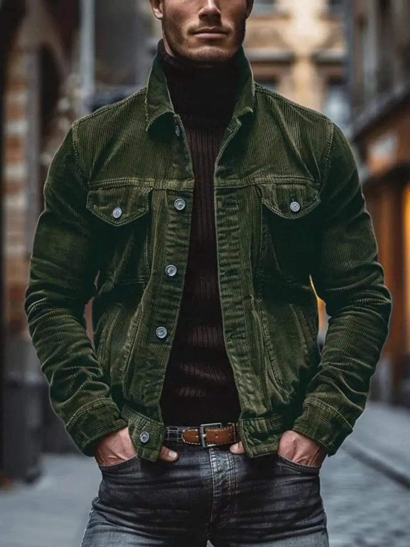 Men's Full Size Corduroy Button-Down Jacket Plus Size by Partner Label