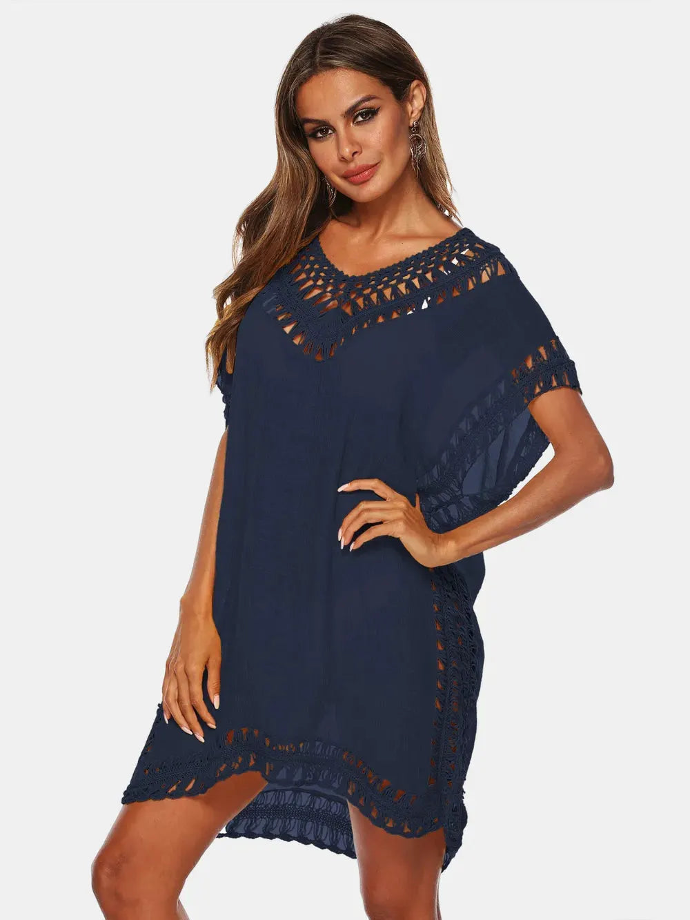 Cutout V-Neck Short Sleeve Cover-Up by Partner Labels