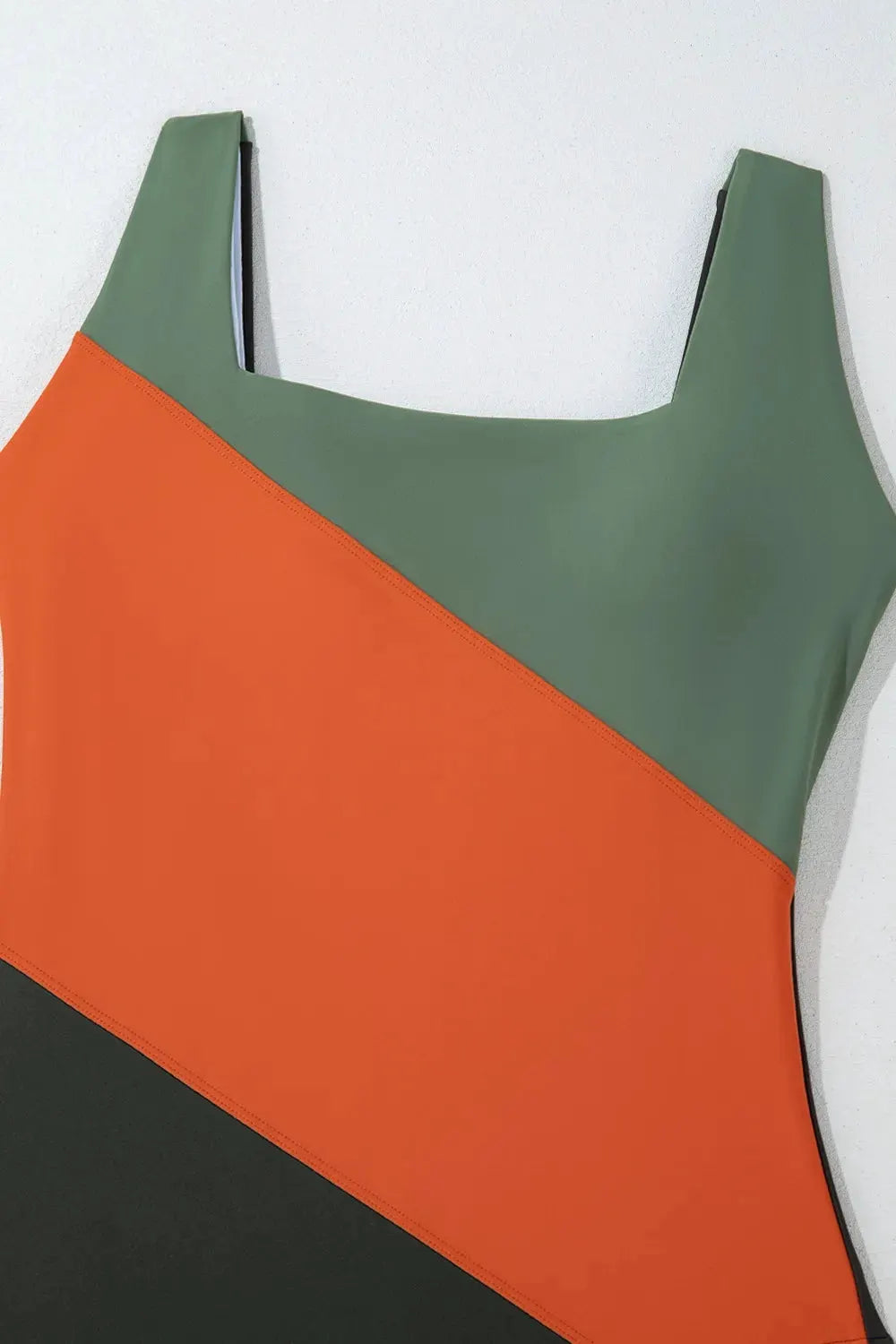 Color Block Padded Square Neck One Piece Swimsuit by Partner Label