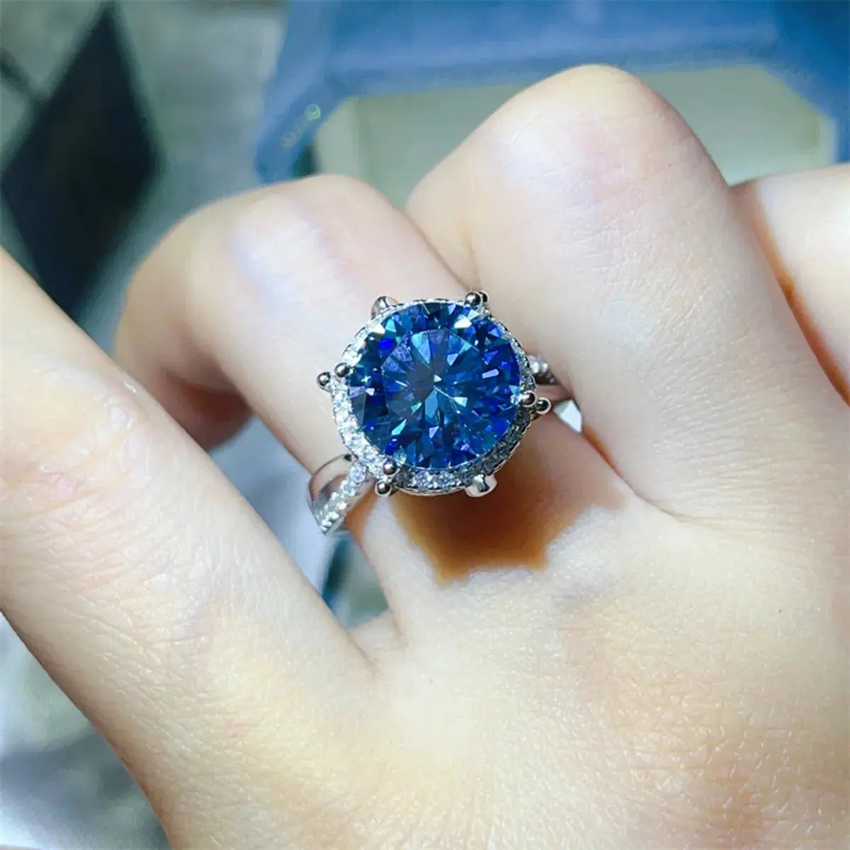 5 Carat Moissanite Halo Engagement Ring by Partner Label