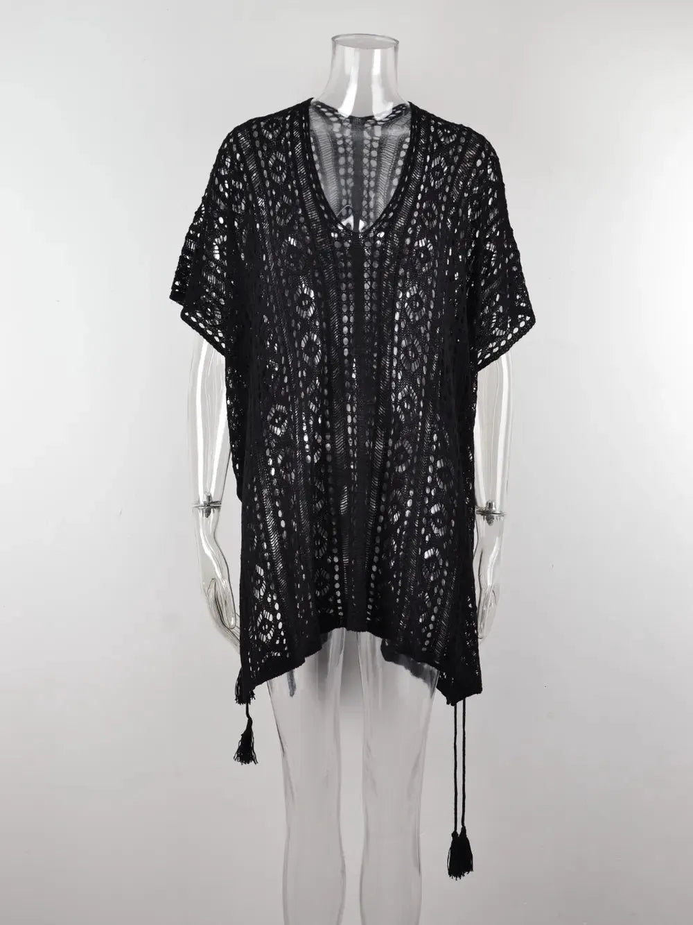 Angel Wings Cutout V-Neck Cover-Up with Tassel by Partner Labels