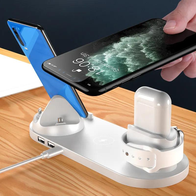 Wireless Charger For IPhone Fast Charger For Phone Fast Charging Pad For Phone Watch 6 In 1 Charging Dock Station by Maiden-Art
